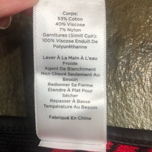 Talbots Leather Tab Country Plaid Ruana Wrap Faux Leather Trim Sz M/L Red Black - Picture 13 of 14